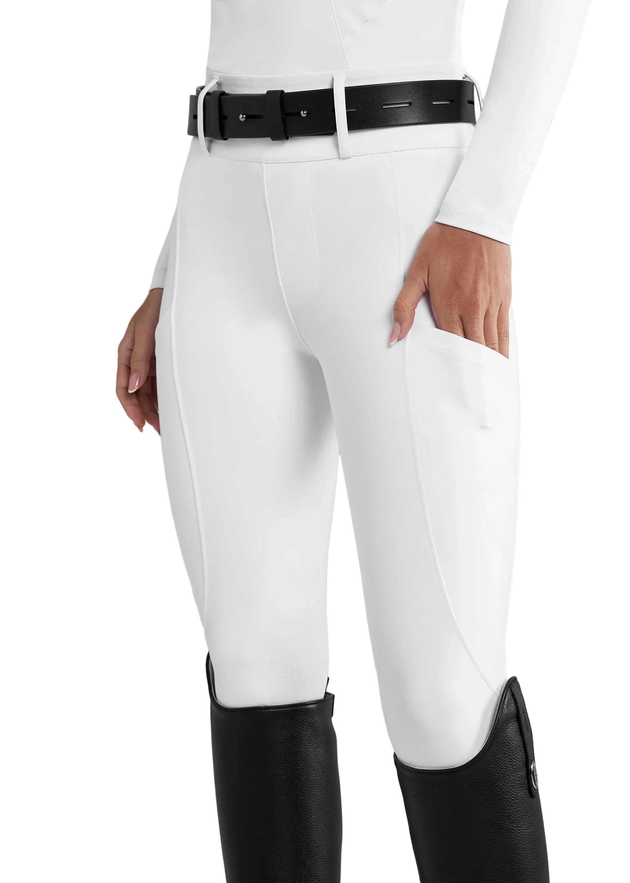 Aztec Diamond White Compression Breeches Knee Grip